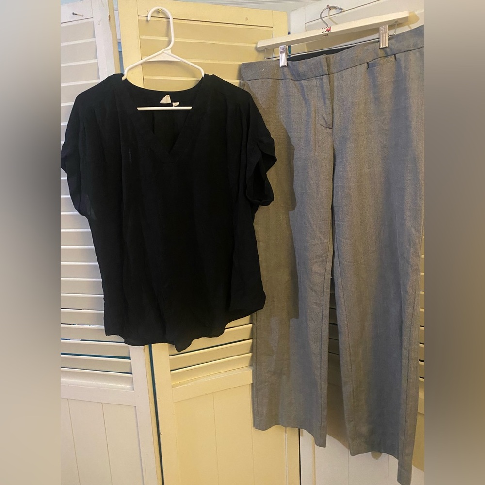 Two piece outfit including Isaac Mizrahi pants and a Gap top